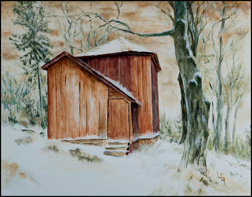 Jagdhütte - Winter II/21, Acryl auf Papier, 50*40cm